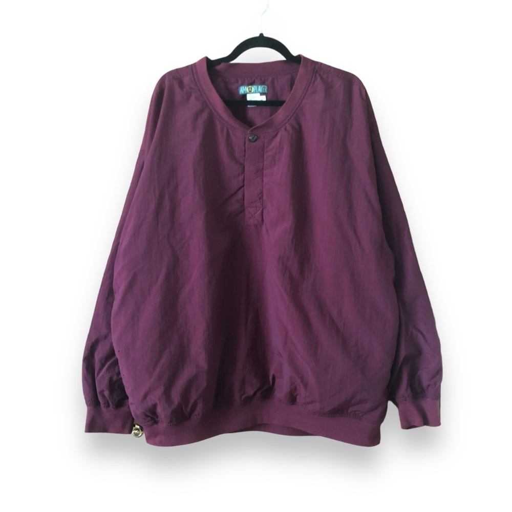 Vintage AM Player Men's Golf Long Sleeve Pullover Windbreaker Burgundy Size XL